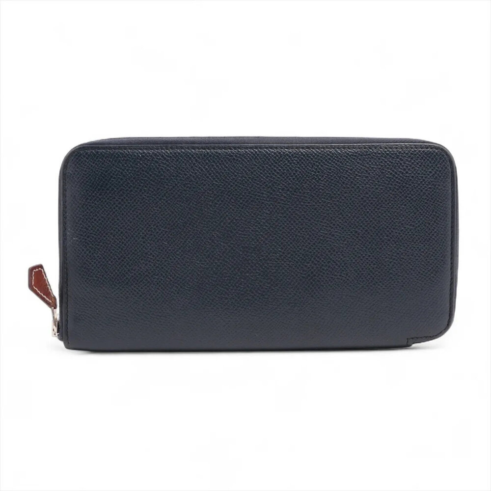 Hermes A stamp, manufactured in 2017, Azap Long Silk In leather wallet, navy,...